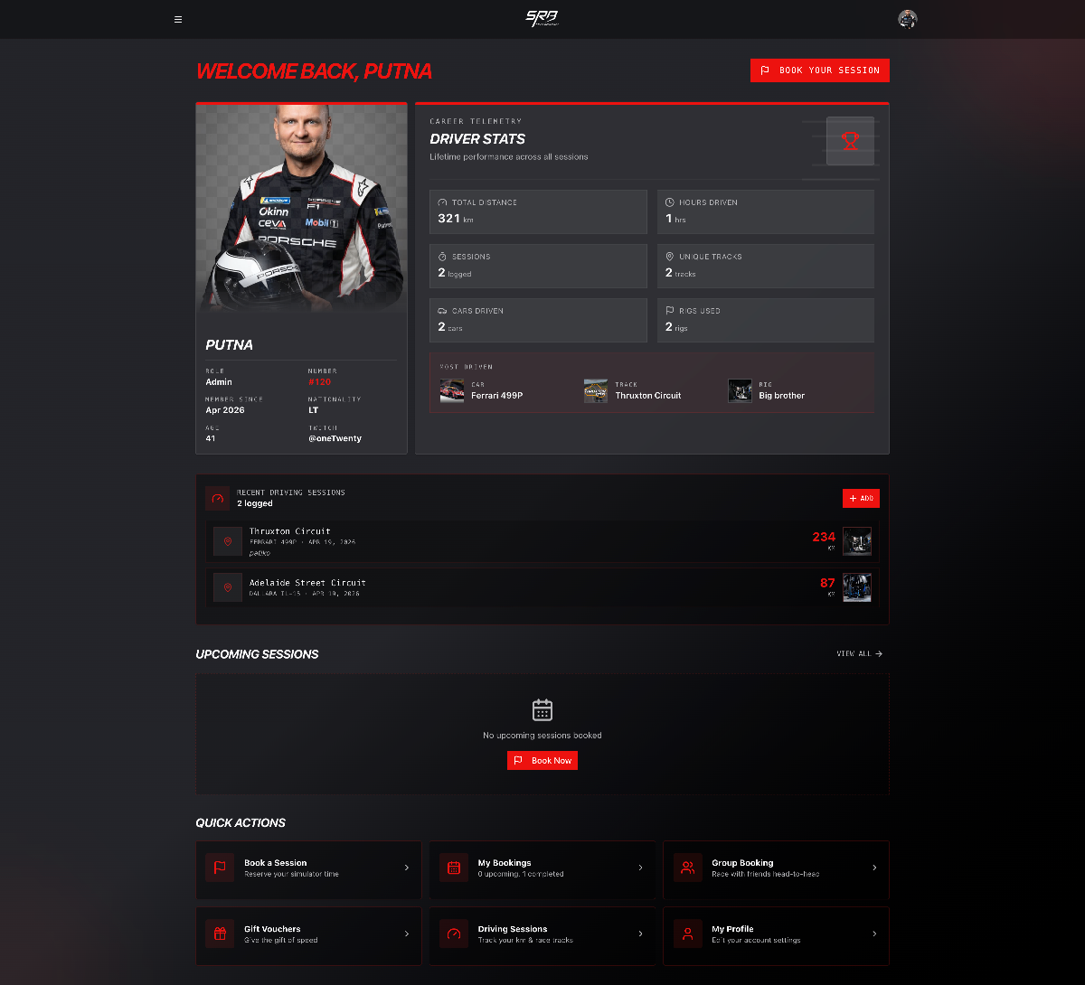 GT Lane member dashboard